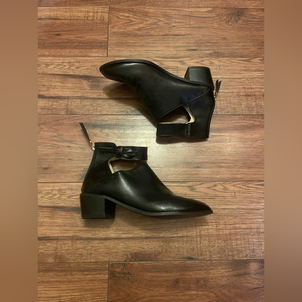New Black Leather Women's Ankle Boots